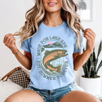 Made For Lake Life Trout Damen T-Shirt Summer Forever