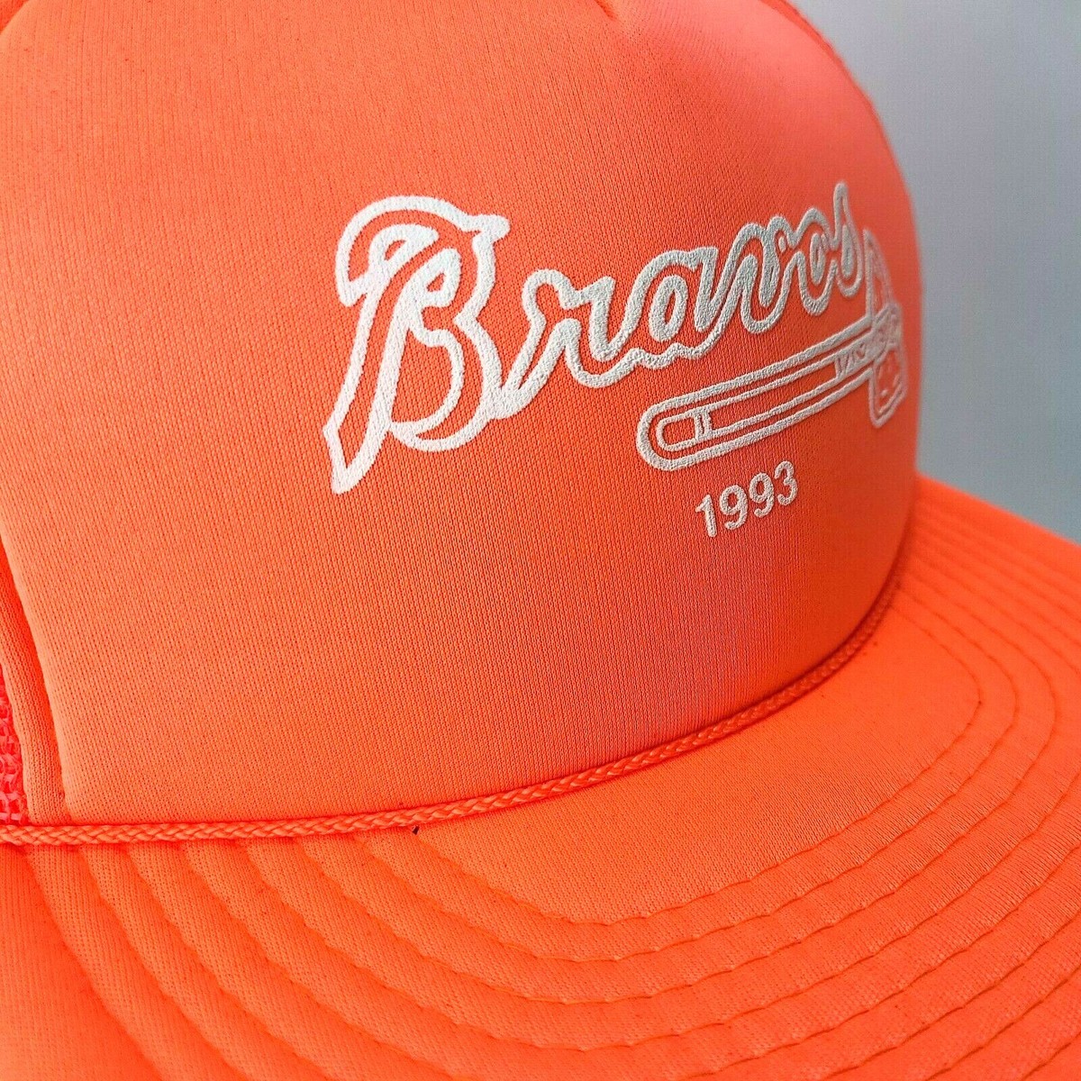 Rare VTG Atlanta Braves Cap 1993 MLB Division Champs Neon