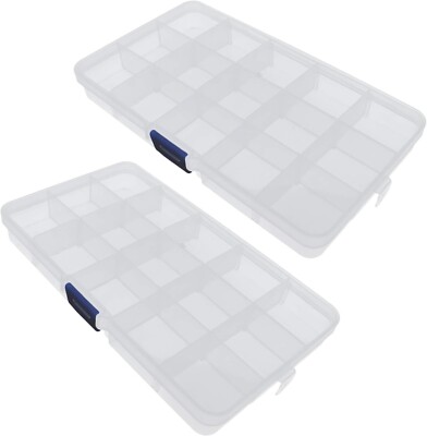 Xiaoyztan 15-Grid Plastic Component Organizer Case Container  6.8 x 3.9 x 0.9 in