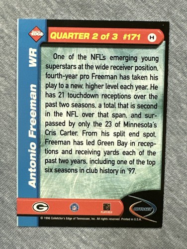 Collector's Edge Odyssey 1998 segundo trimestre HoloGold #171H Antonio Freeman (leer)!!! - Imagen 2 de 2
