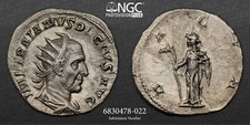 Trajan Decius. NGC Ch XF ROMAN COINS, AD 249-251. AR Double-Denarius. A1317