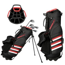 Lightweight Golf Stand Carry Bag W/14 Way Top Dividers & Rain Hood and Stand