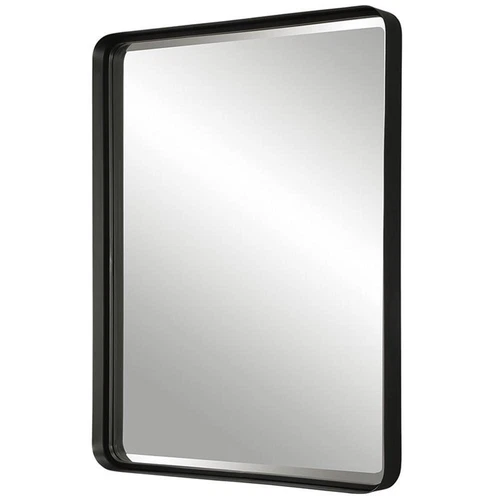 Uttermost Crofton Large Iron Metal and MDF Mirror in Sleek Satin Black - Picture 2 of 7