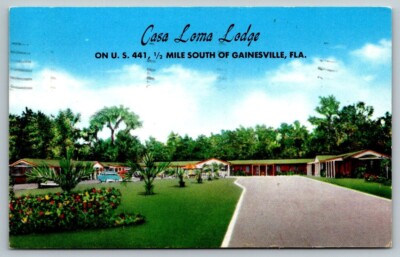 Gainesville  Florida  Casa Loma Lodge  1956  Postcard