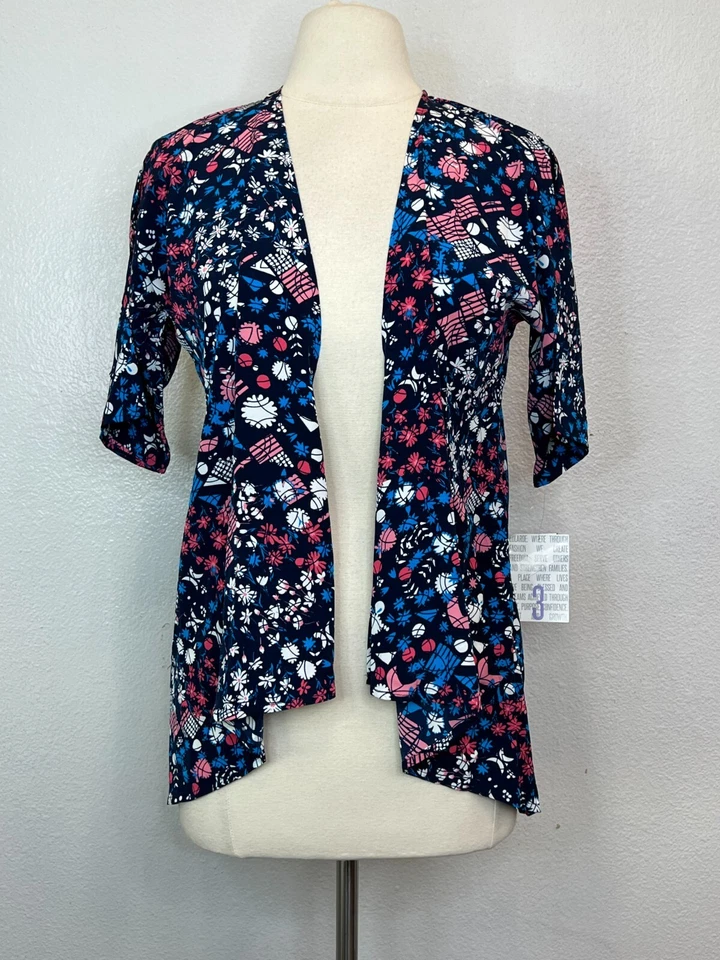 LulaRoe Bianka Cardigan Girls Size 3 (10-12) Floral Print Kimono Jacket Flowy - Image 2 of 4