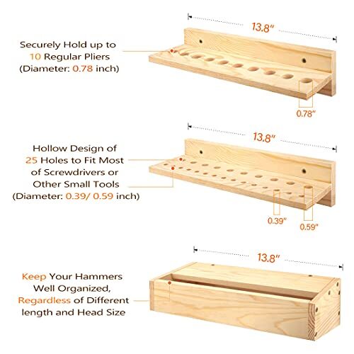 3er Pack Wandhalterung Metall Schraubendreher Zange Organizer Hammer Rack Werkzeug Aufbewahrung - Bild 7 von 8