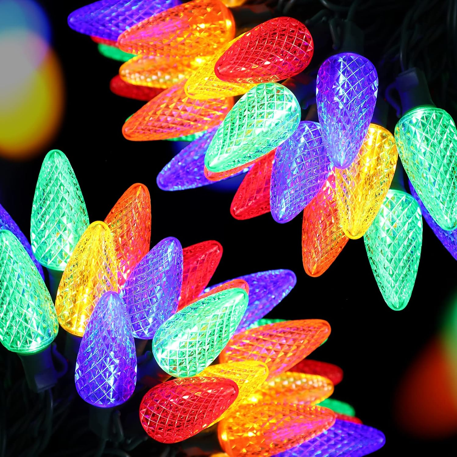 2-Set C9 LED Christmas String Lights, 33.3Ft 50 LED Waterproof Decorative Light