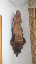 Mutter Gottes mit Jesuskind, holzschnitzerei, mit Eckwandbrett aus Holz, gebrauc