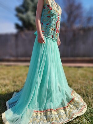aqua blue indian dress pakistani embellishments girls traditional Georgette Palazzo Fabric VENDOR COLOR-BLACK PU Maxi Dress Dillards Cocktail SIZE:Italian 40