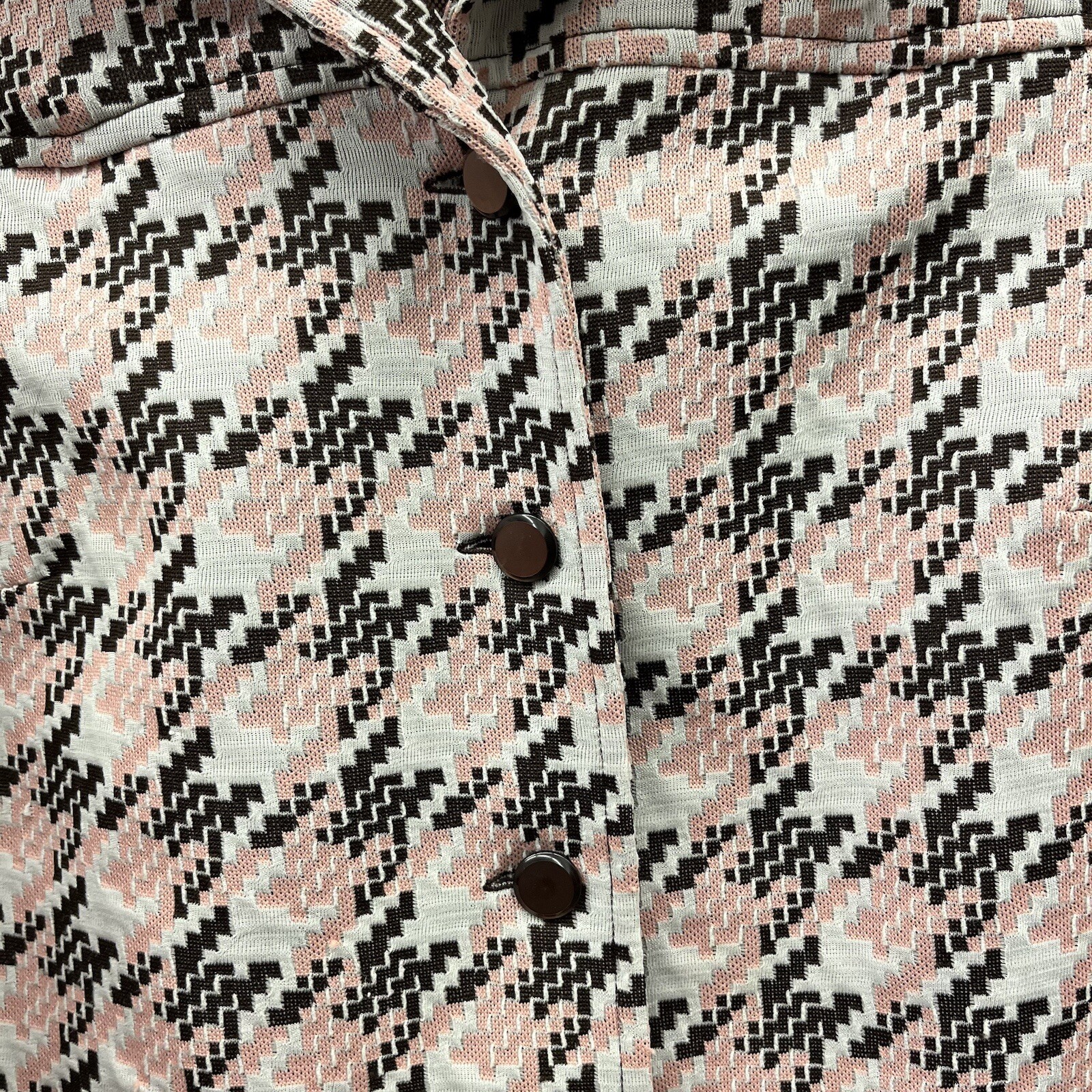 70s Vintage Geometric Pattern Button Front Oversh… - image 12