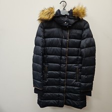 Schoffel Country Belgravia Real Down Black Coat Jacket Fur Hood Size Uk 8 Womens