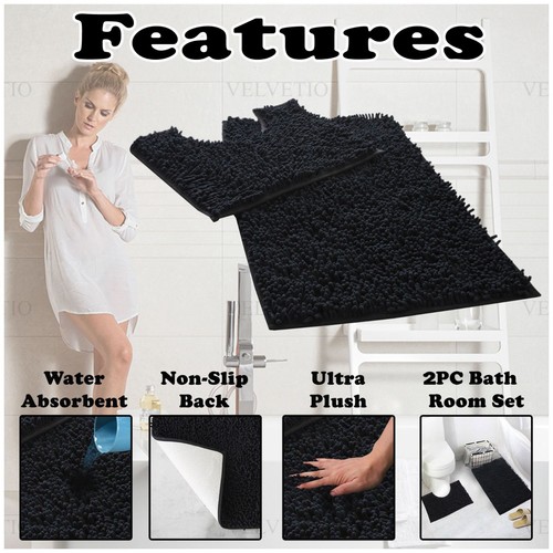 MEMORY LOOP BATH MAT SET PEDESTAL NON SLIP SUPER SOFT TOILET BATHROOM RUG 2PC - Picture 105 of 341