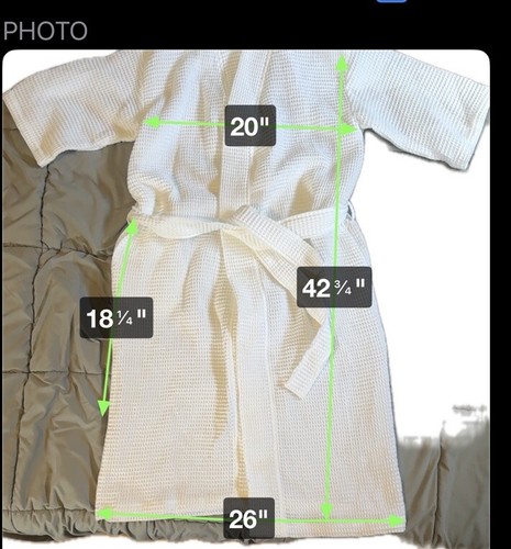 NWT Pottery Barn Robe White Waffle Texture Size Medium 3/4 Sleeves - Picture 4 of 9