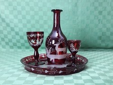 Set in cristallo di Boemia rosso rubino inciso. Originale primi 900.