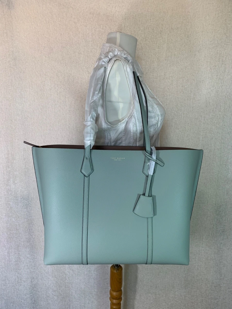 NEW Tory Burch Blue Celadon Perry Triple Compartment Tote $448