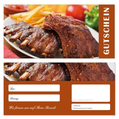 200 Geschenkgutscheine (Rippchen-698) Gutscheine Gastronomie Fleisch Grillen