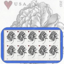 2015  VINTAGE ROSE  Lower Block of 10 WEDDING SERIES Genuine Stamps SEALED #4959