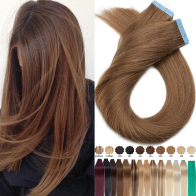 Tape In Human Hair Extensions 100% Echthaar Real Remy HaarverlÃ¤ngerung 9A 60cm