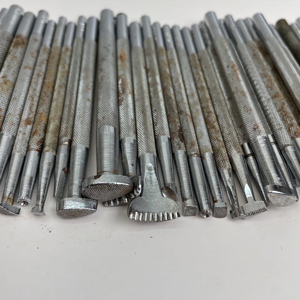 Craftool Lot of 67 Leather Working Punch Stamps Tools Embossing See