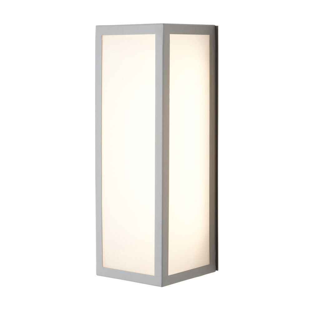 Litecraft Pictor Wall Light Outdoor Box Lantern IP44 Rated 13.5W LED - Silver