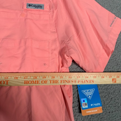 Montana Grizzlies Shirt Mens Medium Pink Columbia PFG Fishing Tamiami Button New - Picture 7 of 10