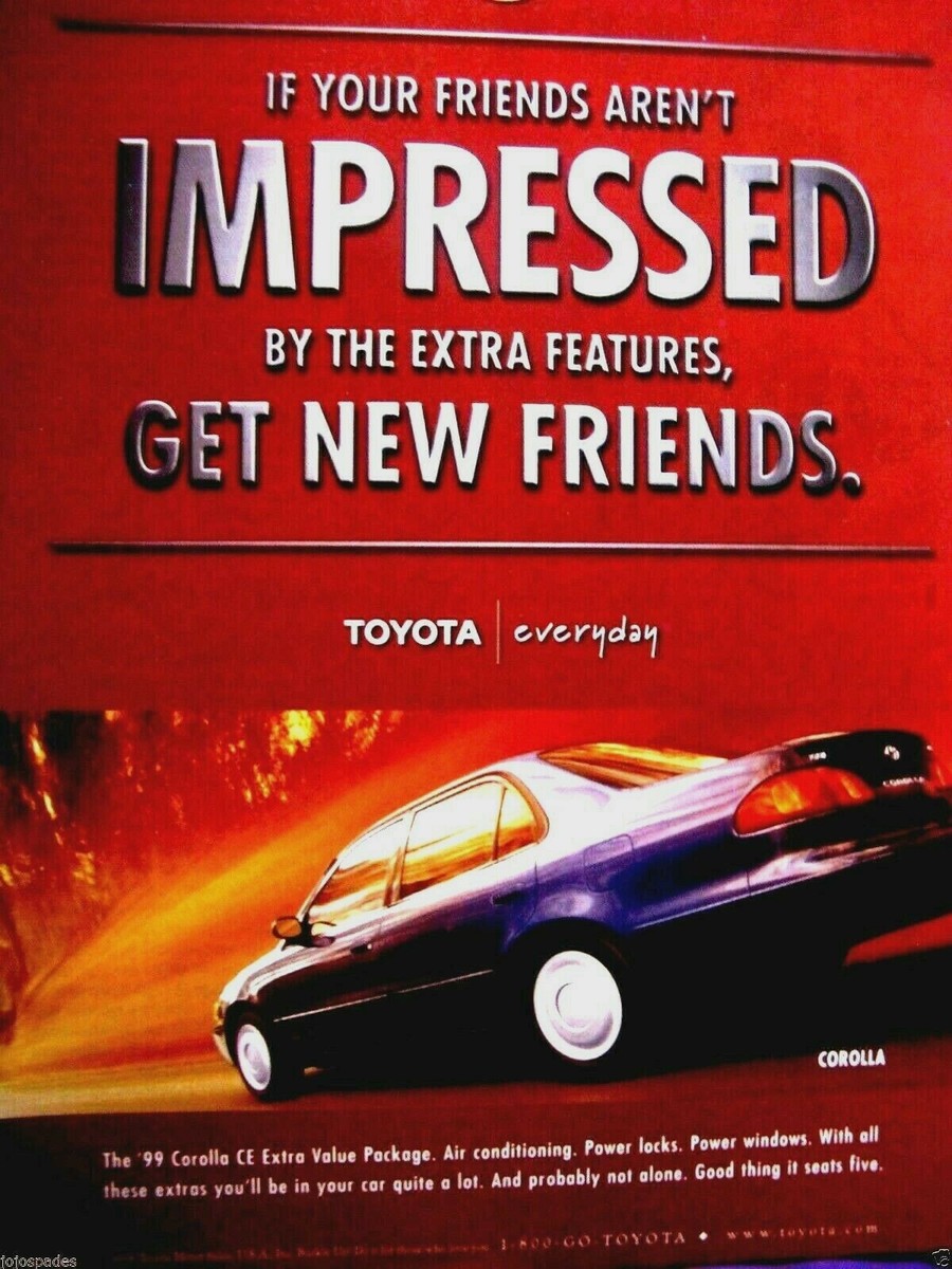 1999 Toyota Corolla IMPRESSED Original Print Ad-8.5 x 10.5