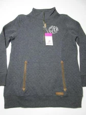 NWT Marley Lilly Womens Size L Pullover Dark Gray 1/2 Zip Front Long Sleeve