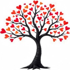 30 Custom Red Hearts Black Tree Personalized Address Labels
