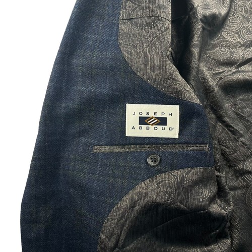 NEW Joseph Abboud Blue Wool/Cashmere Windowpane Plaid Blazer • USA • 46 Reg - Picture 3 of 11