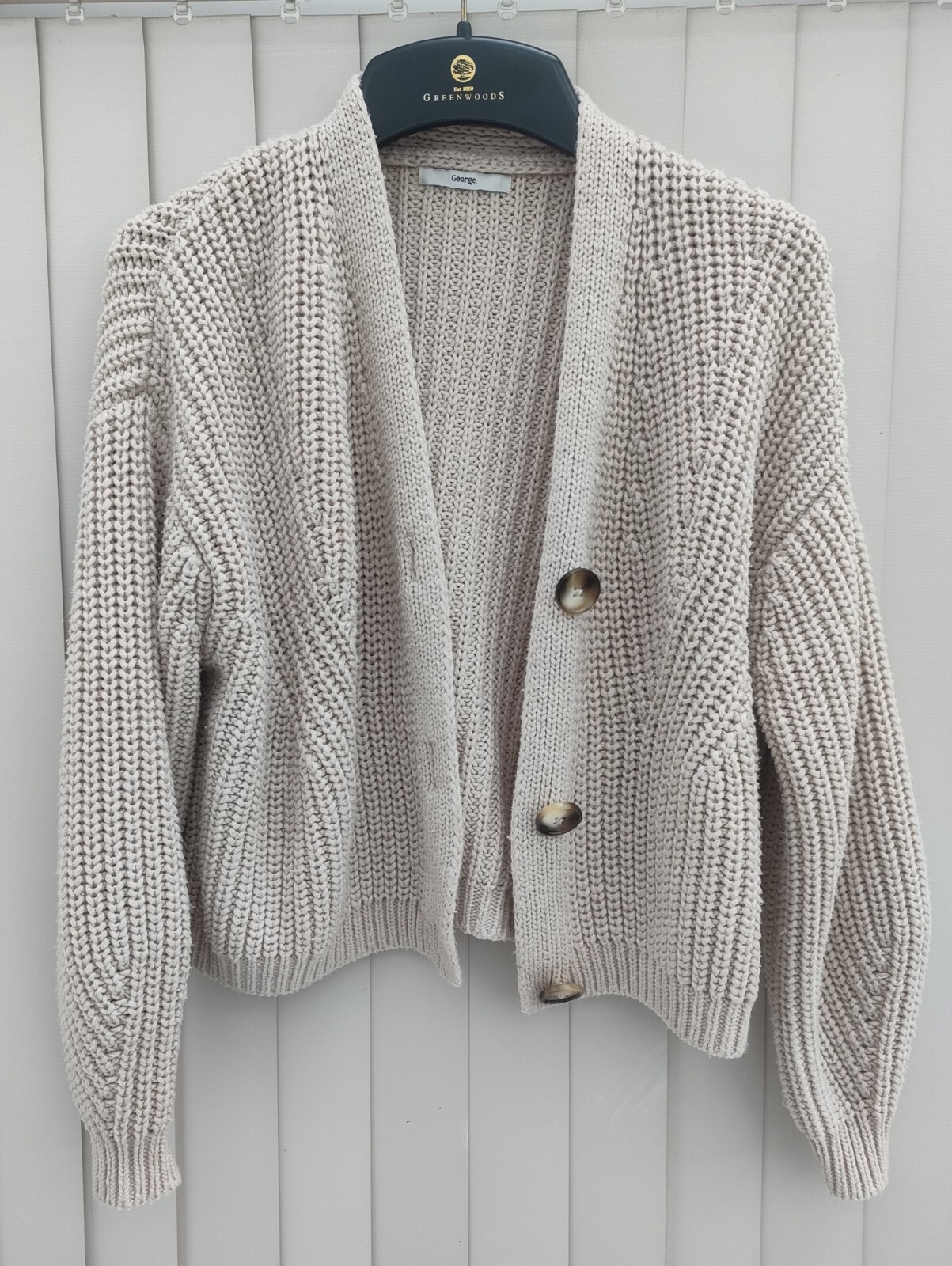 Beige Asda Cropped Cardigan Warm UK Size M Ladies Womens eBay