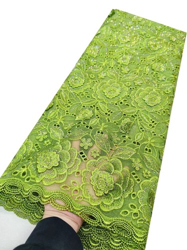 YQOINFKS Sequin Lace Luxury Beaded Swiss Voile Fabric 5 Yds Tulle Net Embroidery - Picture 3 of 18