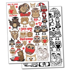 Adorable Cartoon Owls Temporary Tattoo Water Resistant Fake Body Art Set