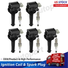 5X Ignition Coil & Spark Plug Set For 2005-2011 Volvo V50 2.5L L5 Turbo UF517