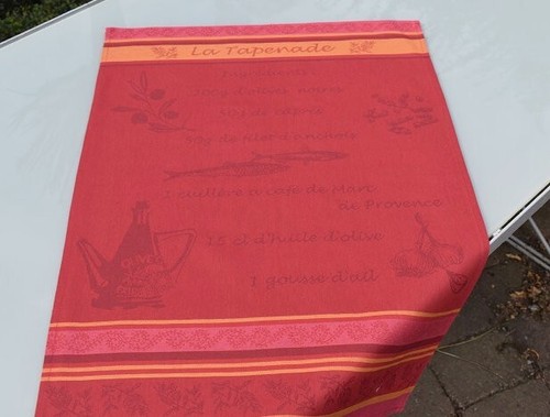 Geschirrtuch Baumwolle Jacquard 50x70 cm rot mit Rezept Motiv aus Frankreich - Bild 3 von 5