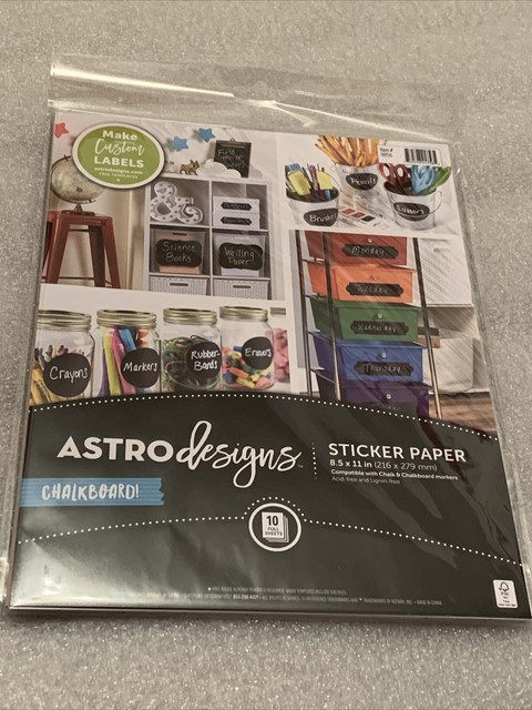 Astro Designs Sticker Paper Chalkboard 8 5 X 11 In Make Custom Labels 