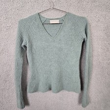 Everlane Sweater Womens XS Alpaca Wool V Neck Long Sleeve Soft Light Green