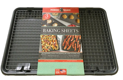 Nordic Ware 3-Piece Nonstick Baking Set   Includes 2 Half Sheet Pans and 1 Crisp