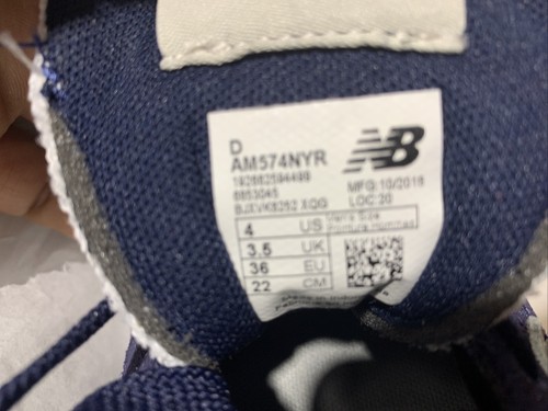 NEW BALANCE MEN'S ALL COAST 574 V1 CASUAL SNEAKERS,NAVY/WHITE,US SIZE 4 M,NEW - Picture 9 of 11