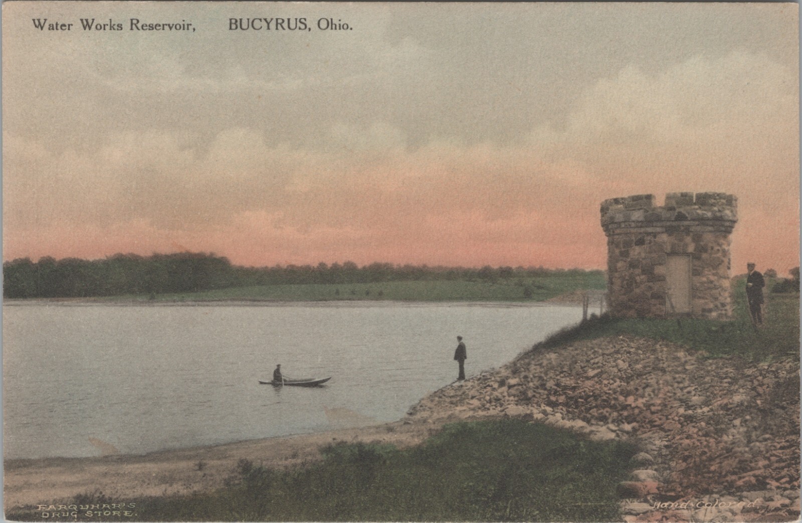 Bucyrus OH Reservoir Water Works Farquhar Drug Store Albertype postcard