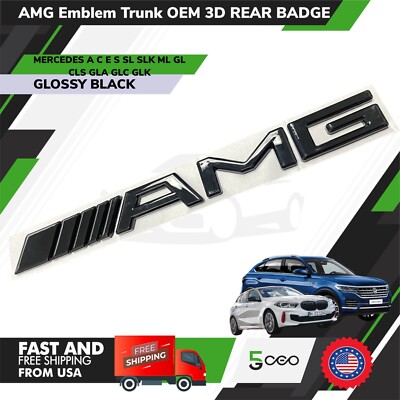 AMG Chrome Emblem Trunk OEM 3D Rear Lid Badge Mercedes Benz A C E G S SLKORM.
