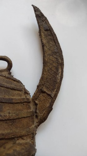 AFRICAN SENUFO BRASS Bronze MASK IVORY COAST HORNS Patina VGC - Picture 7 of 23