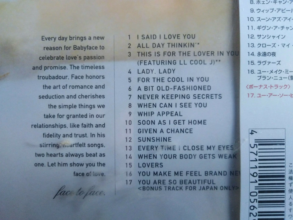SEALED BABYFACE LOVE SONGS JAPAN CD ALBUM 17 TRACKS - Photo 3/3
