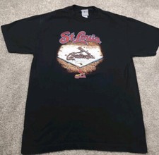 Vintage St. Louis Cardinals T Shirt Mens Large Black Genuine Merchandise Y2K