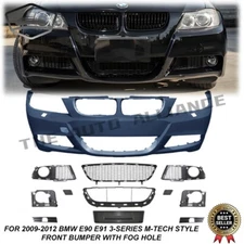For 2009-2012 BMW E90 E91 3-Series M-Tech Style Front Bumper Kit with Fog Hole
