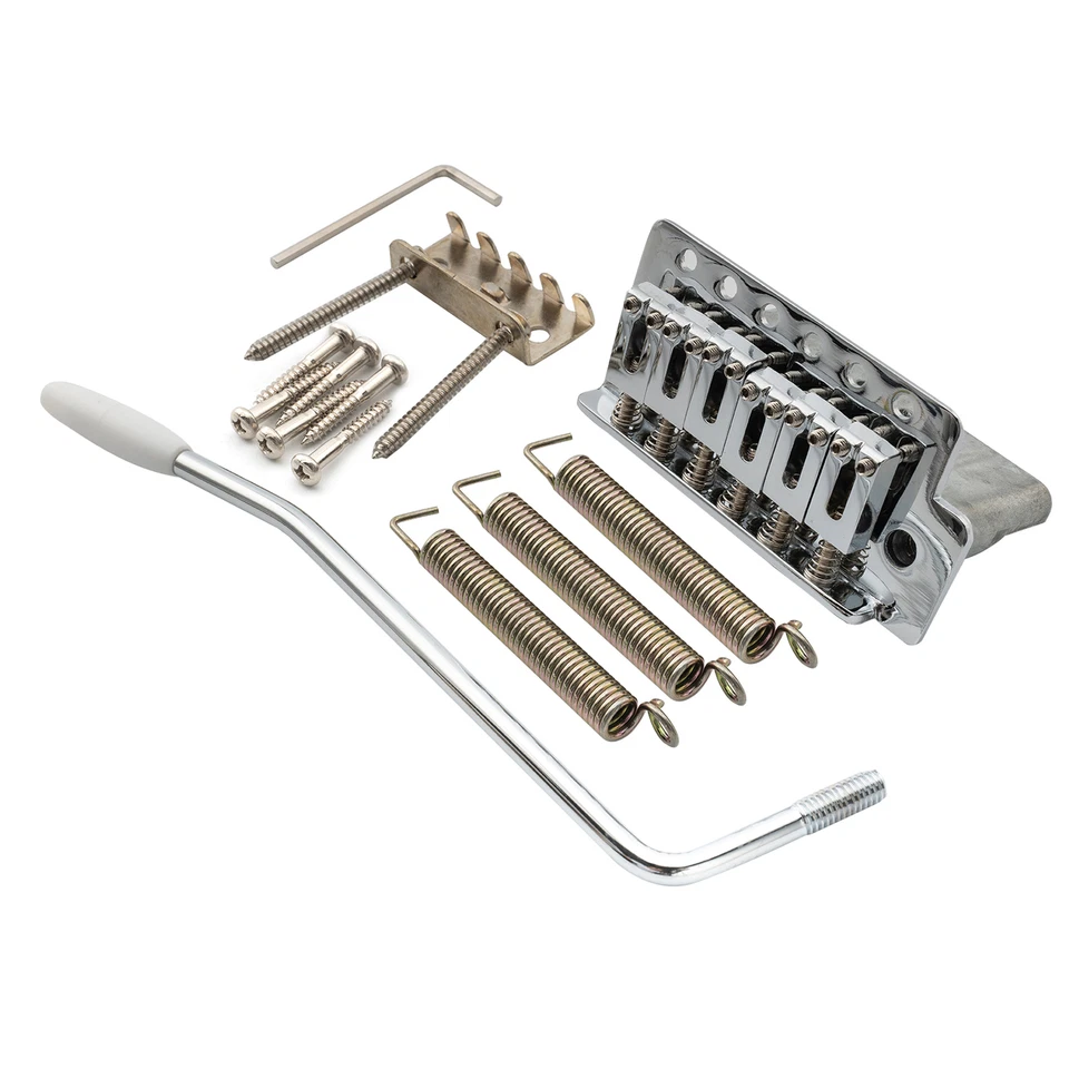 Musiclily Pro Chrome 52.5mm Modern 6-Screw Tremolo Bridge For Squier ST Guitar