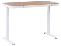 Verstellbarer Schreibtisch Holzoptik Hellbraun / Weiß 120 X 60 Cm Usb-Port Kenly