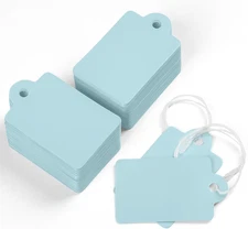 200 Pcs Price Tags with String Attached 1 Inch Writable Blue Hang Tags String...