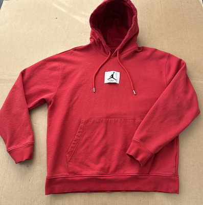 Nike Air Jordan Men s Flight Red Fleece Logo Pullover Hoodie LARGE DQ7338-612