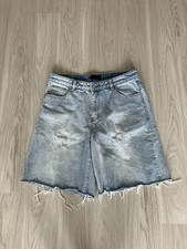 HMDD Billie Jean Jorts Blue Denim Shorts - various-sized silver rhinestones- Lg