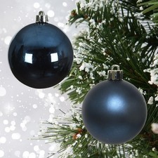 Image of 12 Night Blue Baubles Christmas Tree Decorations Shatterproof Tree Ornaments 6cm